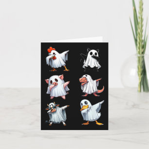 Dabbing Animals Farm Halloween Ghost Costume Funny Card