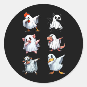 Dabbing Animals Farm Halloween Ghost Costume Funny Classic Round Sticker