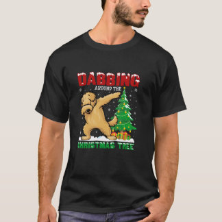 Dabbing Around the Christmas Tree Goldendoodle Dog T-Shirt