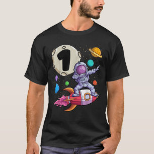 Dabbing Astronaut 1 Yr Old Birthday Boy Space 1st T-Shirt