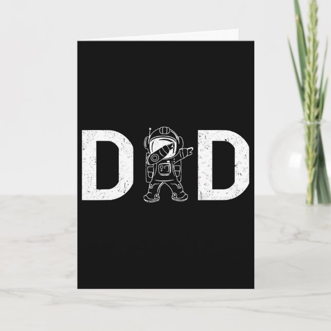Dabbing Astronaut Daddy Dad Outer Space Planet Fat Card (Front)