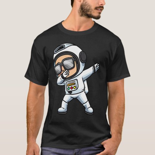 Dabbing Astronaut With Sunglasses Space Astronomy T_Shirt