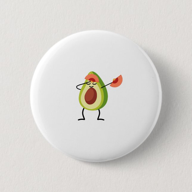 Dabbing Avocado Chinese Dance-design Button (Front)