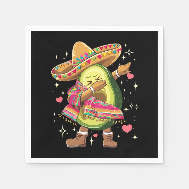 Dabbing Avocado Cinco De Mayo Funny Mexican Poncho Napkins (Front)