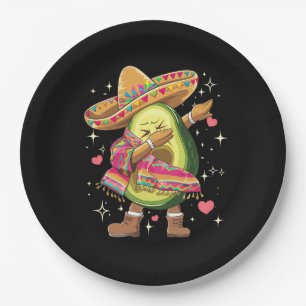 Dabbing Avocado Cinco De Mayo Funny Mexican Poncho Paper Plates