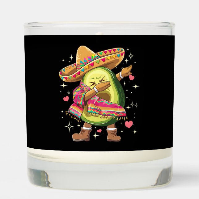 Dabbing Avocado Cinco De Mayo Funny Mexican Poncho Scented Candle (Front)