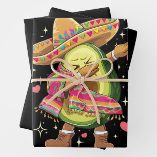 Dabbing Avocado Cinco De Mayo Funny Mexican Poncho Wrapping Paper Sheets