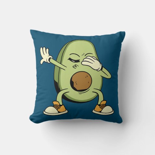 Dabbing Avocado Cute Cartoon Character Funny Throw Pillow