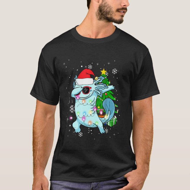 Dabbing Axolotl  Kids Boy Youth Christmas Pajamas T-Shirt (Front)
