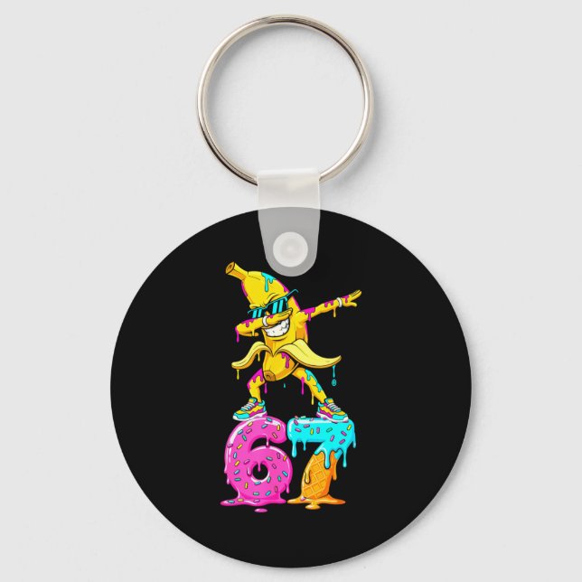 Dabbing Banana 67 Ice Cream Drip Funny Six Seven M Keychain (Front)