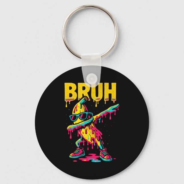 Dabbing Banana Bruh Drip Ice Cream Banana Youth Bo Keychain (Front)