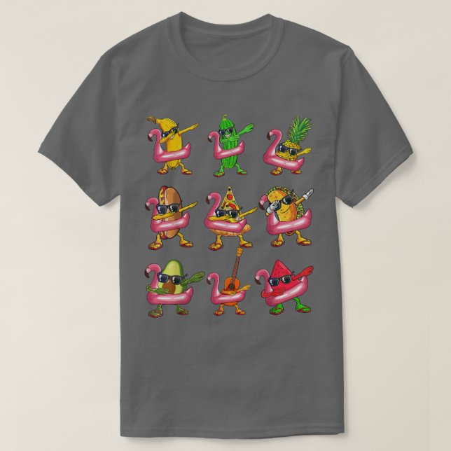 Dabbing Banana Flamingo Float Summer Fruit Kids Da T-Shirt (Design Front)
