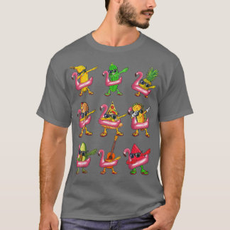 Dabbing Banana Flamingo Float Summer Fruit Kids Da T-Shirt