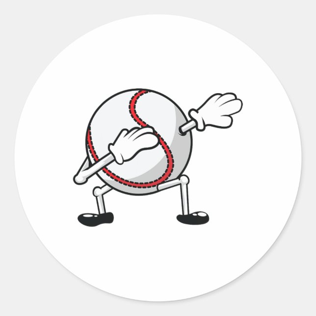 Dabbing Baseball Cool Striking Baseball Player Gif Classic Round Sticker (Front)