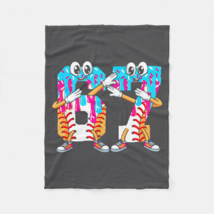 Dabbing Baseball Ice Cream Drip Number 67 Birthday Fleece Blanket