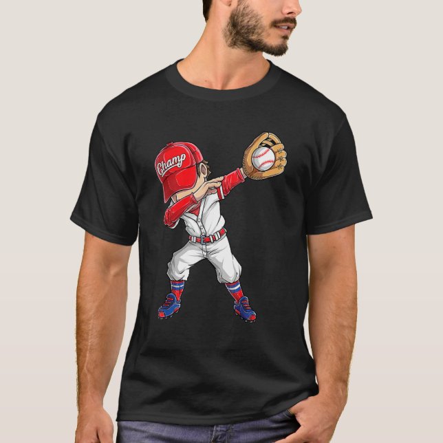 Dabbing Baseball Player Catcher Pitcher Funny Boys T-Shirt (Front)