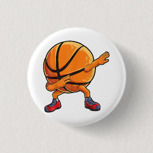 Dabbing Basketball Ball Funny Boys Men Women Sport Button