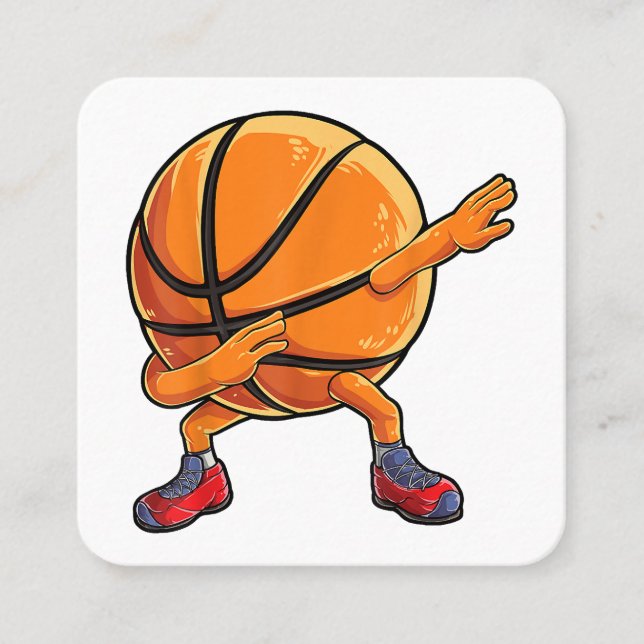 Dabbing Basketball Ball Funny Boys Men Women Sport Square Business Card (Front)