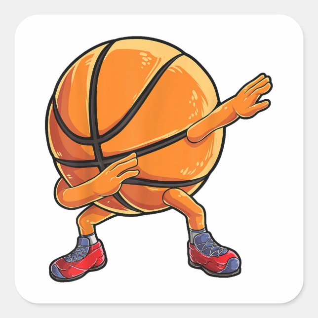 Dabbing Basketball Ball Funny Boys Men Women Sport Square Sticker (Front)