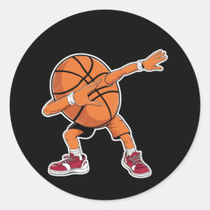 Dabbing Basketball Ball Funny Sports Player Classic Round Sticker