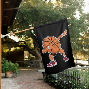 Dabbing Basketball Ball Funny Sports Player House Flag