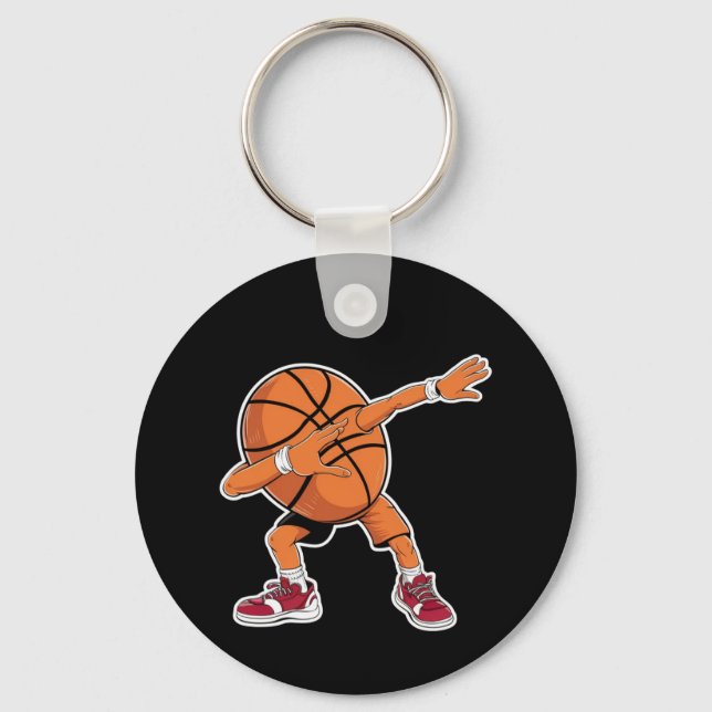 Dabbing Basketball Ball Funny Sports Player  Keychain (Front)