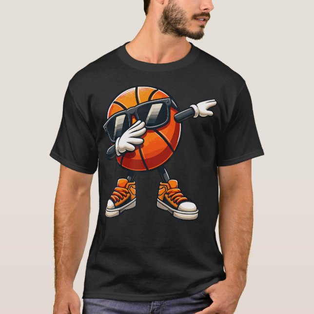 Dabbing Basketball Ball Sunglasses Funny Basketbal T-Shirt (Front)