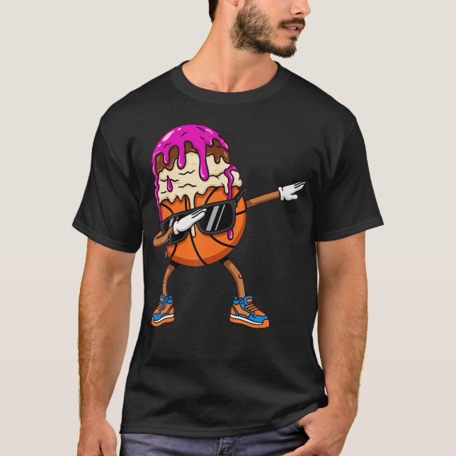 Dabbing Basketball Drip Ice Cream T-Shirt (Front)