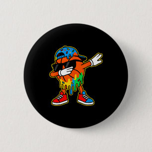 Dabbing Basketball Ice Cream Drip Boys Basketball  Button