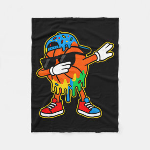 Dabbing Basketball Ice Cream Drip Boys Basketball Fleece Blanket