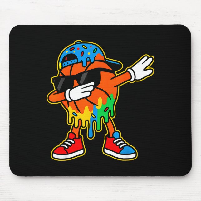 Dabbing Basketball Ice Cream Drip Boys Basketball  Mouse Pad (Front)