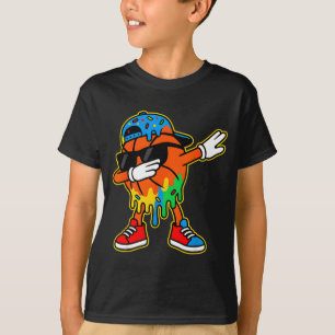 Dabbing Basketball Ice Cream Drip Boys Basketball T-Shirt