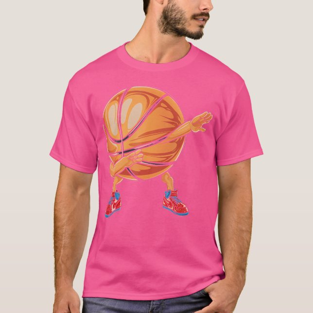 Dabbing Basketball Orange Sport Player Fun Hip Hop T-Shirt (Front)