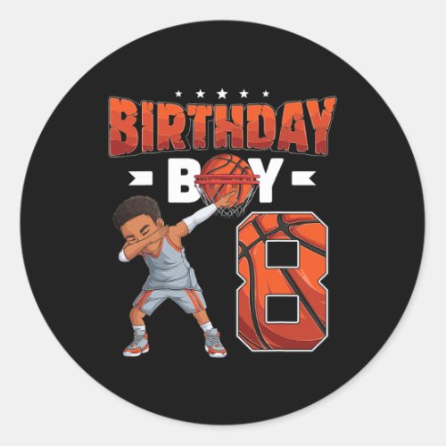 Dabbing Basketball player 8 Years Old Boy 8th Birt Classic Round Sticker