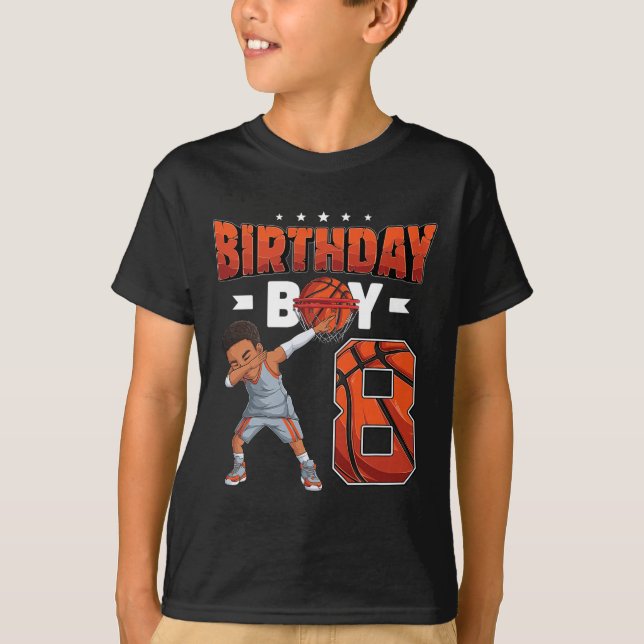 Dabbing Basketball player 8 Years Old Boy 8th Birt T-Shirt (Front)