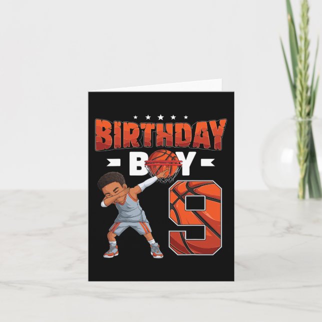 Dabbing Basketball player 9 Years Old Boy 9th Birt Card (Front)