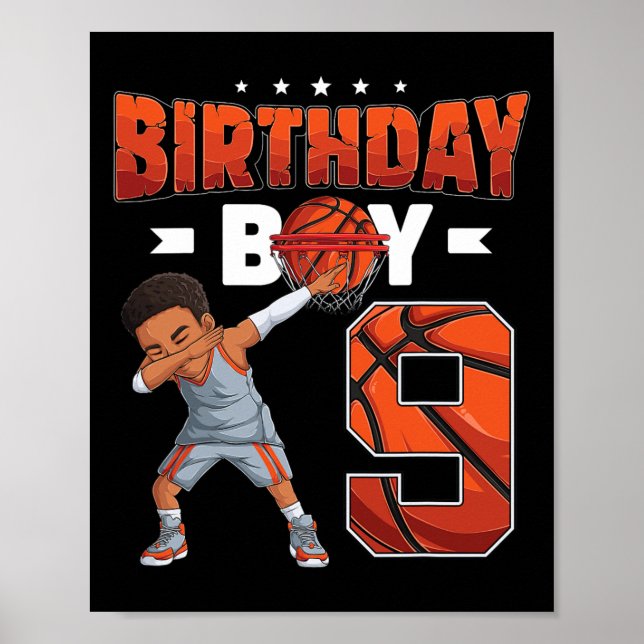 Dabbing Basketball player 9 Years Old Boy 9th Birt Poster (Front)