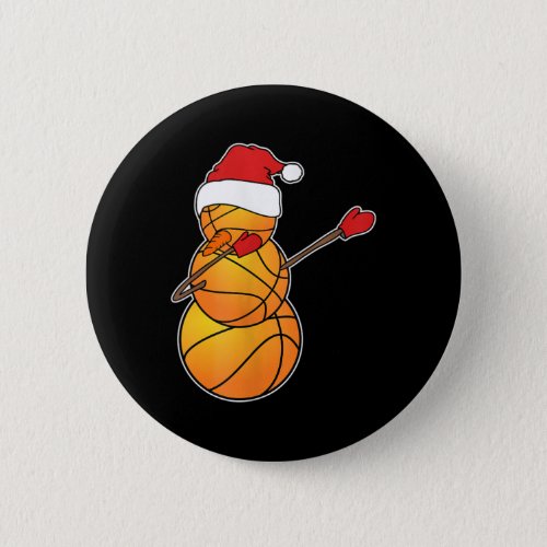 Dabbing Basketball Snowman Santa Hat Funny Christm Button