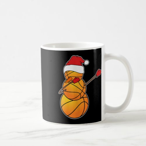 Dabbing Basketball Snowman Santa Hat Funny Christm Coffee Mug