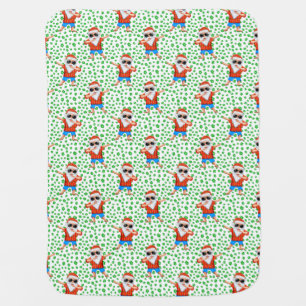 Dabbing Beach Santa Claus in a Aloha Shirt Tropica Baby Blanket