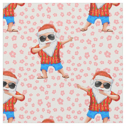 Dabbing Beach Santa Claus in a Aloha Shirt With Re Fabric