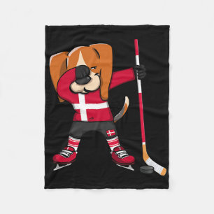 Dabbing Beagle Denmark Ice Hockey Lovers Jersey Wi Fleece Blanket