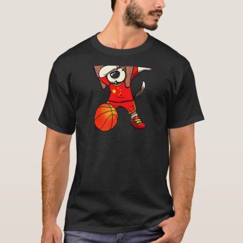 Dabbing Beagle Dog China Jersey Chinese Basketball T_Shirt