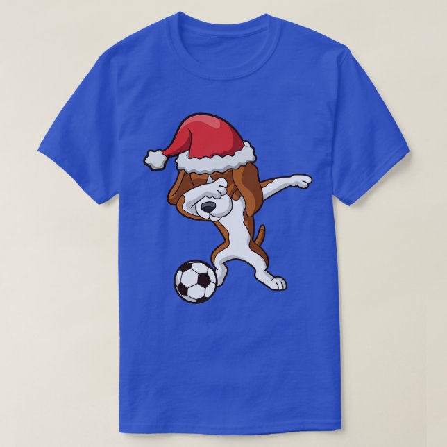 Dabbing Beagle Santa Claus Christmas T-Shirt (Design Front)