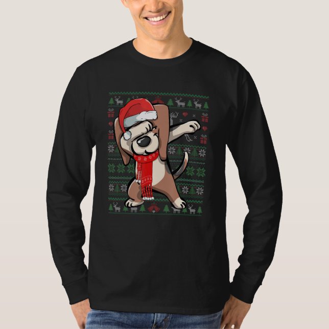 Dabbing Beagle Ugly Christmas Sweater Funny Party  (Front)