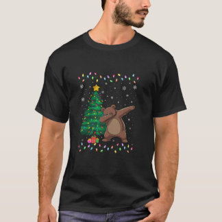 Dabbing Bear Xmas Tree Lights Ugly Christmas Sweat T-Shirt