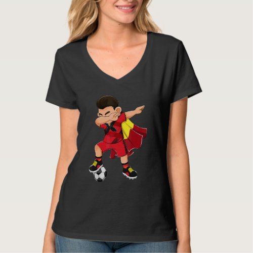 Dabbing Belgium Boy Belgium Football Flag Kids T_Shirt
