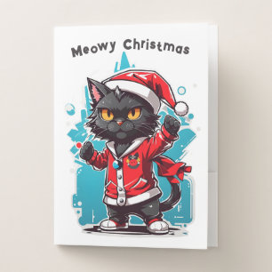 Dabbing Black Cat: Meowy Christmas Festivities Pocket Folder