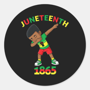 Dabbing Black King Juneteenth 1865 Brown Skin Boys Classic Round Sticker
