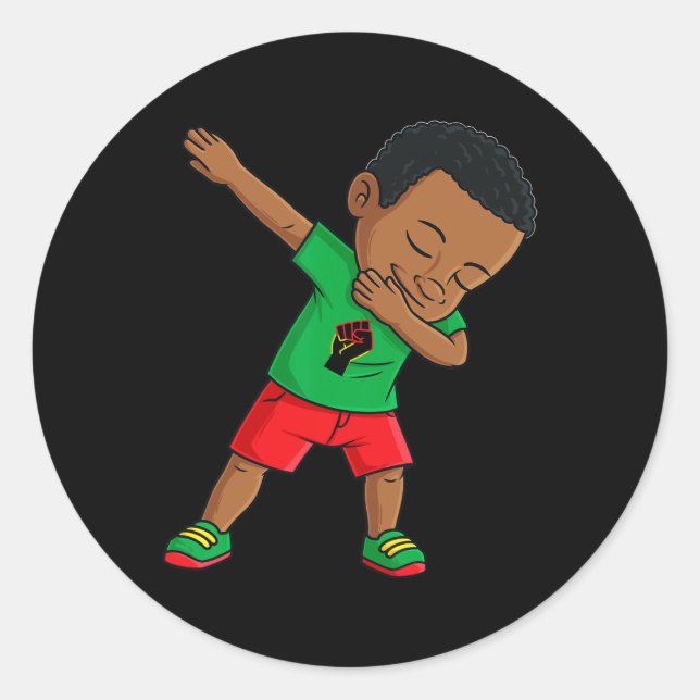 Dabbing Black King Juneteenth Boys Kids Dab  Classic Round Sticker (Front)